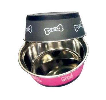 Bella Dog Bowl with Fixed Black Rubber Base – Non-Slip & Durable